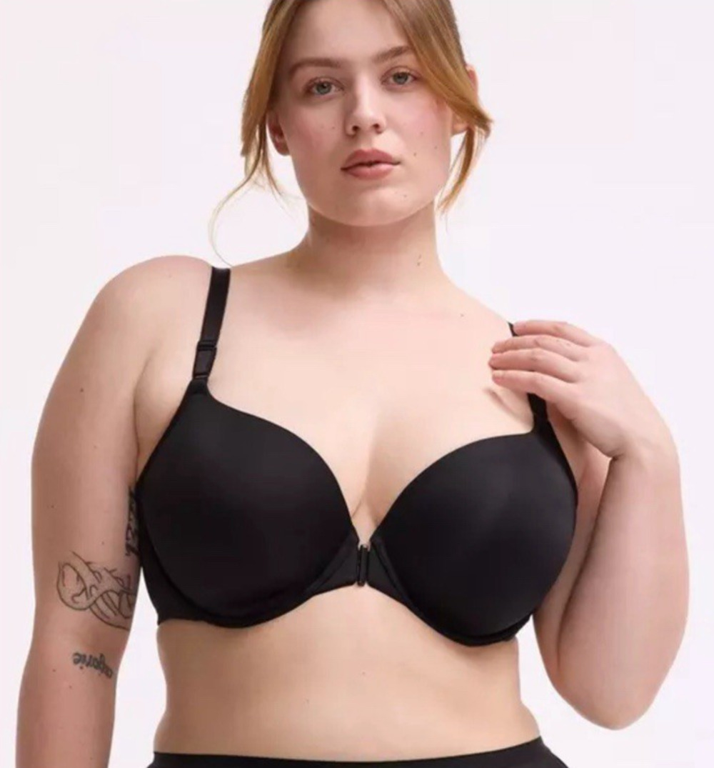 Torrid Perfect T Front Close Bra 46DDD Black Lightly Lined Ultimate Smoothing